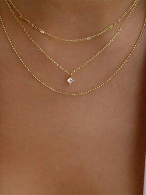 ✨"Iris" Dainty Triple Thin Chain Stacked Necklace✨